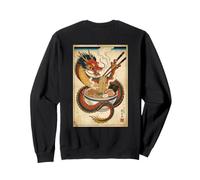 Dragón japonés Comiendo Ramen - Ukiyo-e Art Aesthetic Back Sudadera