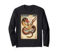 Dragón japonés Comiendo Ramen - Ukiyo-e Art Aesthetic Manga Larga