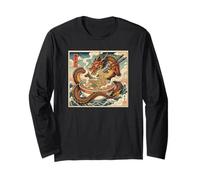Dragón japonés Comiendo Ramen - Ukiyo-e Art Aesthetic Manga Larga