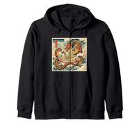Dragón japonés Comiendo Ramen - Ukiyo-e Art Aesthetic Sudadera con Capucha