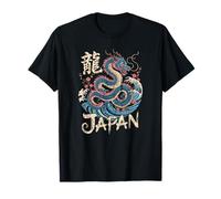 Dragón japonés con olas flores de cerezo Kanji Souvenir Camiseta