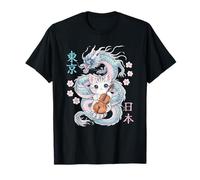 Dragón japonés Kawaii Cello Cat Music Band Orquesta Anime Camiseta