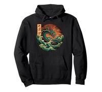 Dragón japonés La gran ola de Kanagawa Kanji Japón arte Sudadera con Capucha