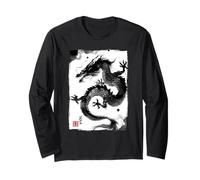 Dragón japonés Sumi-e Pintura de Tinta Arte Oscuro Manga Larga