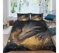 Dragon Juego De Ropa De Cama 3 Piezas,3D Fundas De Edredón Gold Coins in The Dark Cave,Microfibra Funda Nórdica Y Funda De Almohada, para Niño Niña King(220x240cm)