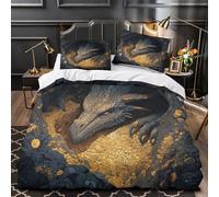 Dragon Juego De Ropa De Cama 3 Piezas,3D Fundas De Edredón Gold Coins in The Dark Cave,Microfibra Funda Nórdica Y Funda De Almohada, para Niño Niña Super King(260x220cm)