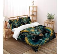 Dragon Juego De Ropa De Cama Impresión 3D Animales para Cama Doble Y 2 Fundas De Almohada Juvenil Adultos Microfibra Suave Transpirable Double（200x200cm）
