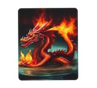 Dragon King in Fire - Alfombrilla de mouse con borde de goma colorida (estilo vertical), diseño grueso que no se deforma fácilmente