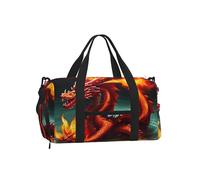 Dragon King in Fire - Bolsa de lona deportiva con compartimento para zapatos, ligera, para gimnasio, fin de semana para hombres y mujeres, bolsa de viaje impermeable con bolsillo húmedo