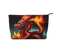 Dragon King in Fire - Bolsa de maquillaje de pana versátil con cremallera para uso diario y organizador de capacidad de viaje, Black, Talla única