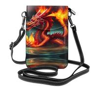 Dragon King in Fire - Bolso pequeño para teléfono celular, bolso cruzado con estampado floral, mini cartera de piel sintética con correa para el hombro, cierre magnético seguro.
