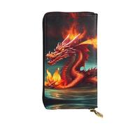 Dragon King in Fire - Cartera de cuero con cremallera de gran capacidad, buen regalo para amigos, bolso de mano de 7.5 x 4.1 pulgadas de largo, negro, talla única, negro, talla única, Black, Talla