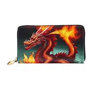 Dragon King In Fire - Cartera de piel para mujer, bolsa de mano de gran capacidad, bolsa de mano para teléfono celular, tarjetero de crédito, color negro, talla única, moderna, Black, Talla única,