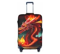 Dragon King In Fire - Funda para equipaje lavable, resistente a los arañazos, para equipaje de 18 a 32 pulgadas, Blanco, S