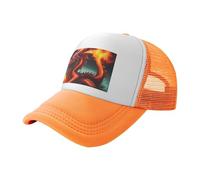 Dragon King in Fire - Gorra de béisbol de malla estampada negra, gorra de camionero transpirable, adecuada para pesca y senderismo, Naranja, L