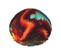 Dragon King in Fire - Gorro de ducha de doble capa para mujer, reutilizable, diseño de gran tamaño adecuado para todas las longitudes de cabello, adecuado para niñas, spa y salón en casa.