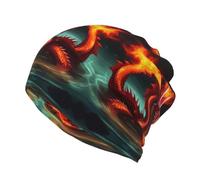 Dragon King in Fire - Gorros multifuncionales y ligeros de ajuste cómodo, gorro de calavera para correr, gorro para dormir, Negro, talla única