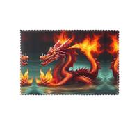 Dragon King in Fire - Juego de manteles individuales aislados de 6 piezas, aptos para cocinas, comedores, fiestas, 12 x 18 pulgadas
