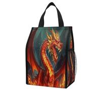 Dragon King in Fire - Lonchera aislada con capacidad de 12 litros con bolsillos laterales dobles, bolsa enfriadora plegable, bolsa enfriadora de almuerzo a prueba de fugas, bolsas de picnic