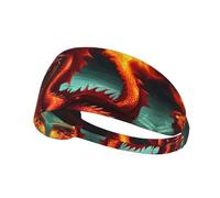 Dragon King in Fire Picture Diadema elástica para ejercicio, diadema para hombres y mujeres, banda para el pelo para yoga fitness