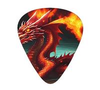 Dragon King in Fire Púas de guitarra elegantes y duraderas, tres tipos de púas de guitarra finas, medianas y pesadas (12 piezas), adecuadas para guitarra, bajo, guitarra eléctrica, ukelele,