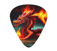 Dragon King in Fire - Púas de guitarra finas, medianas, pesadas, 12 piezas, adecuadas para guitarra, bajo, guitarra eléctrica, ukelele, púas de guitarra resistentes al desgaste,