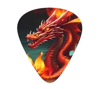 Dragon King in Fire - Púas de guitarra resistentes al desgaste para guitarra, bajo, guitarra eléctrica, ukelele, finas, medianas, pesadas, 12 púas de guitarra