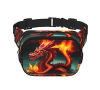 Dragon King in Fire - Riñonera cuadrada de doble capa para actividades al aire libre como deportes, viajes, senderismo, ciclismo, Black, Talla única