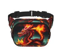 Dragon King in Fire - Riñonera de moda con diseño de rey dragón en fuego, bolsa de mensajero unisex de viaje, color negro, talla única