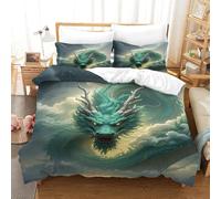 Dragon King Juego De Cama De Microfibra Suave, Funda Nórdica, Drachen Juego De Funda Nórdica Transpirable Quilt Cover Set con Invisible Cremallera, Ayuda para Dormir Double（200x200cm）