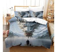 Dragon King Juego De Ropa De Cama, Funda De Edredón Y Fundas De Almohada, Lavable Drachen Bedding Set, Hipoalergénico Suave Duvet Cover Set, De Fácil Cuidado King（220x240cm）