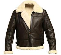 Dragon Leathers Chaqueta de aviador B3 RAF para hombre, piloto de cabina, de piel de oveja de imitación, militar, cálida, bomber, para inviernos -, marrón, L