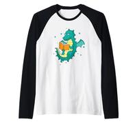 Dragón Lee un Libro Fable Creature Fairy Tale Camiseta Manga Raglan