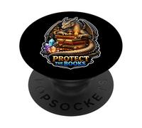 Dragon Library Guardian Mantiene Las Historias seguras PopSockets PopGrip Adhesivo