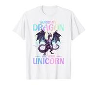 Dragón Lo Siento, mi dragón se comió tu Unicornio Camiseta gráfica económica, Hombre, Blanco, XL
