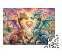 Dragón Love Puzzle - 300 Piece Estilo de Dibujos Animados Decoración Hogar, Juego Mental Relajante & Puzzle Premium (Reto Envolvente, 12+ Años)