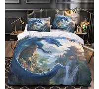 Dragón mítico Funda de Edredón con Fundas de Almohada 3 Piezas de poliéster Impresión 3D Cremallera Oculta Antialérgica Arte de fantasía asiática_2 Funda Edredon for jóvenes Double（200x200cm）