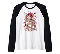 Dragón Mitología Japonesa Sakura Dragón Japonés Camiseta Manga Raglan