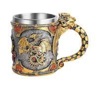 Dragon Mug, 400ml Stainless Steel Medieval Mug, Fantasy Desk Sculpture, Coffee, Beer, Whiskey for Home, Camping, Picnic, Party, Shelf, and Halloween, 5.83x4.33 inches