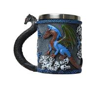 Dragon Mug Cup - 4.72x5.51in Stainless Steel Lined Mug, Medieval Resin Design, 420ml Coffee Tea Cup, Elegant Dragon Pattern | For Daily Beverage Drinking Office Home Use
