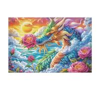Dragón Naranja Rojo Puzzles 1000 Piezas Impossible 3D Flora Spray Radiance Rompecabezas para Adultos Desafío Intelectual Estera Portátil DIY Moderno Creativo 1000 PCS