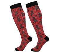 Dragón Negro Rojo Calcetines De Viaje Elástico Calcetines Medias Hasta La Rodilla Para Ciclismo Fitness Hombres Enfermera 1 Par 50Cm