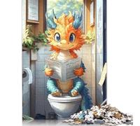 Dragon on The Toilet Funny Rompecabezas Imposible,desafío for Adults Entretenimiento Creativo 1000 Piezas Obra De Arte De Juego De para Adultos Y Niños A Partir De 12 Años 500pcs (52x38cm)