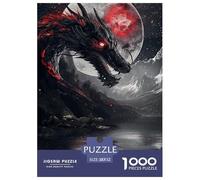 Dragón Oscuro Puzzle 1000 piezas Luna de Sangre Rompecabezas Juego De Inteligencia Decoración De Pared De La Casa De Cartón 100% Reciclado para Adultos Adolescentes Y Niños 52x38cm/1000pcs