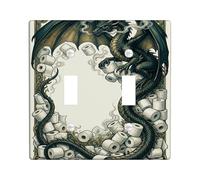 Dragon - Placa de cubierta de interruptor de luz doble para baño, papel higiénico de fantasía ahumada, no verde, plástico, tamaño estándar, cubierta de interruptor de luz para el hogar, sala de estar