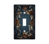 Dragon - Placa de cubierta de interruptor de luz individual, columna de libro gótico de fantasía, ninguno azul oscuro, placa de interruptor de tamaño estándar, placa decorativa para el hogar, sala de