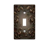 Dragon - Placa de cubierta de interruptor de luz individual, Steampunk Vintage Gear Steam ninguno bronce plástico tamaño estándar placa decorativa para el hogar, sala de estar, dormitorio, decoración