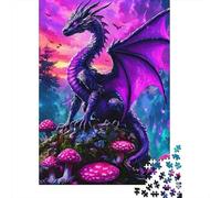 Dragón púrpura Hongos fantásticos Puzzle de 1000 Piezas Papel Puzzle para Adultos Relajación Decoración 52x38cm/1000pcs
