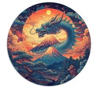 Dragon Puzzle 1000 piezas sol rojo redondo rompecabezas juego casual decoración del hogar para actividades familiares desafío 1000pcs (67.5x67.5cm)