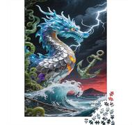 Dragón Puzzle De 1000 Piezas The Blue Dragón of Thunder and Lightning Rompecabezas para Adultos De 1000 Piezas Obra De Arte Entretenimento 1000pcs (75x50cm)